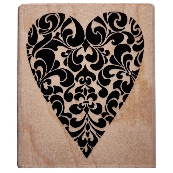 Ornate Heart Rubber Stamp By Stampendous - Picture 1 of 5